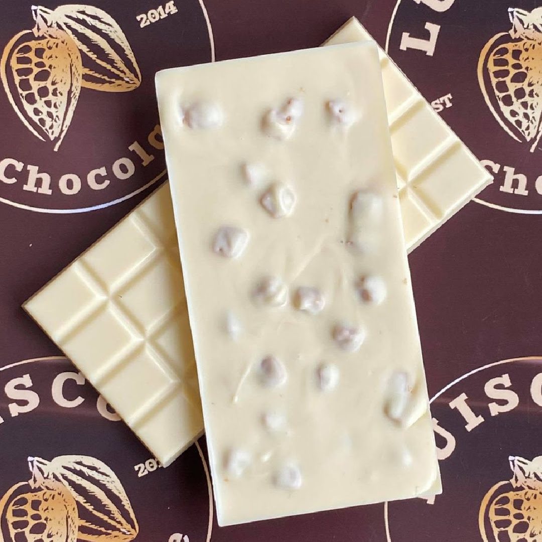 White Chocolate with Caramel Fudge 100g Bar Luisco Chocolate