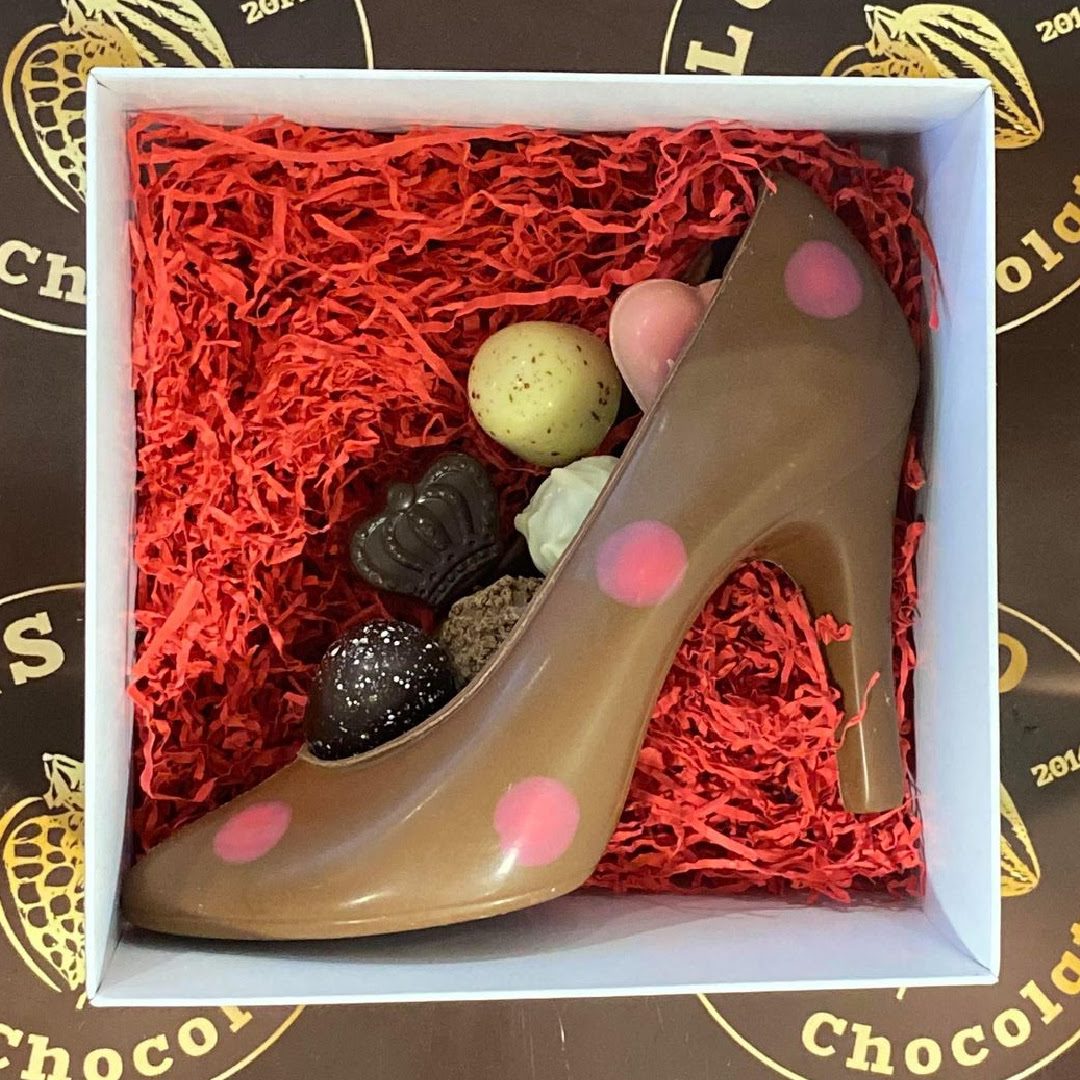The Chocolate Show 2017 at Olympia. Edible chocolate shoes on display.  Chocolate fans descended en masse for The Chocolate Show, 13th-15th October  2017, at Olympia, London, UK, which ended today. Featuring a